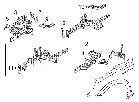 2018 Kia Optima Structural Components & Rails Member Assembly-Dash CRO Diagram for 64343A8000