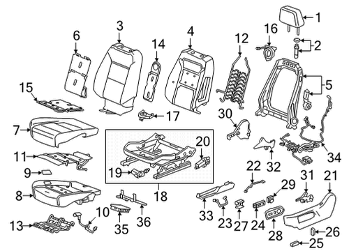 2021 Chevrolet Silverado 2500 HD Power Seats Slide Knob Diagram for 84253902