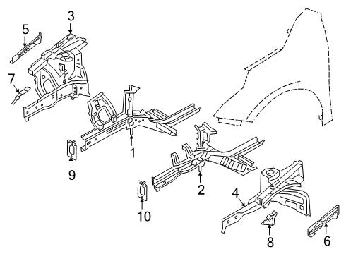 2022 Kia Forte Structural Components & Rails Bracket Assembly-Fender Diagram for 64585M6000