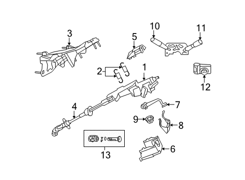 2009 Dodge Nitro Steering Column & Wheel, Steering Gear & Linkage, Shroud, Switches & Levers Steering Column Intermediat Shaft Diagram for 55197258AC