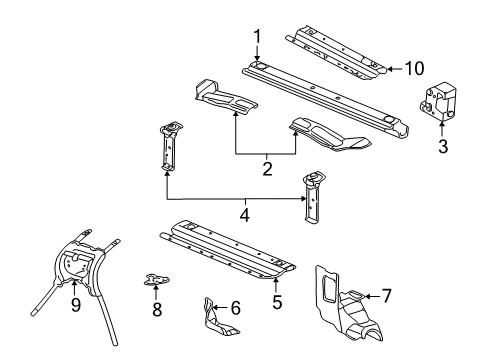 2000 Cadillac Seville Radiator Support Brace-Front End Lower Tie Bar Diagram for 25635120