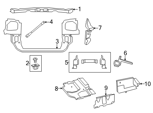 2014 Chrysler Town & Country Radiator Support Fasteners-Front End Module Diagram for 68058832AC
