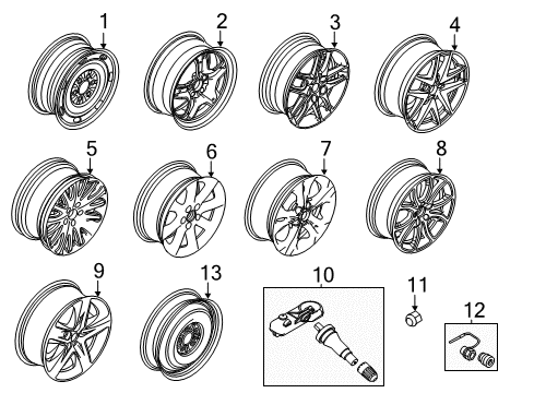 2011 Ford Fusion Wheels Wheel, Alloy Diagram for AE5Z-1007-B