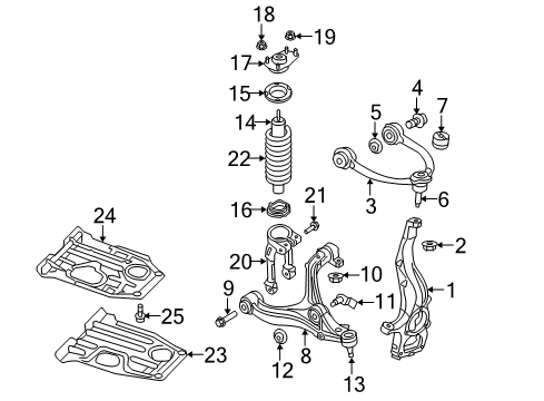 2009 Jeep Grand Cherokee Front Suspension, Lower Control Arm, Upper Control Arm, Stabilizer Bar, Suspension Components Mount-Shock Upper Diagram for 52089331AC