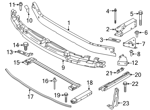 2018 BMW X1 Front Bumper Impact Absorber, Top Diagram for 51117342438