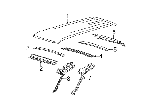 2017 Ford Flex Roof & Components Weatherstrip Pillar Reinforcement Diagram for AA8Z-7451186-A