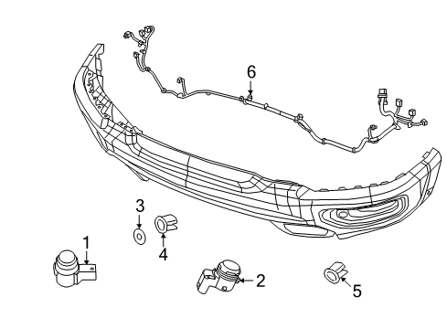 2019 Ram 1500 Parking Aid Bracket-Park Assist Sensor Diagram for 68335632AA