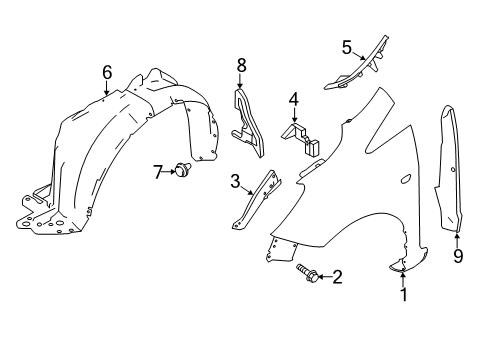 2019 Nissan Versa Note Fender & Components Fender-Front, LH Diagram for FCA01-9MBMB