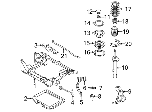 2008 BMW 328xi Front Suspension Components, Lower Control Arm, Stabilizer Bar Front Suspension-Strut Left Diagram for 31316780197