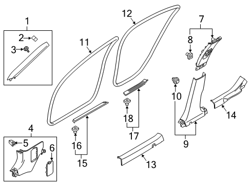 2015 Infiniti Q50 Interior Trim - Pillars, Rocker & Floor Clip Diagram for 76988-JM00A