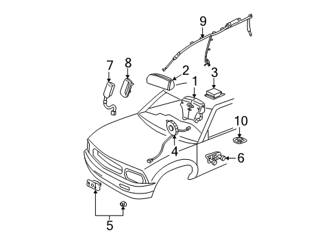 2004 Chevrolet Trailblazer EXT Air Bag Components Side Sensor Diagram for 15085679