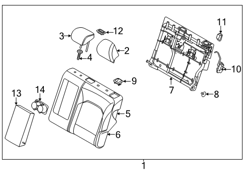 2021 Kia Soul Rear Seat Components Rear Cup Holder Assembly Diagram for 89940K0000WK