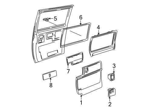 1992 GMC Safari Interior Trim - Side Loading Door Molding Asm-Rear Side Door Upper Trk Garnish *Gray)(Paint Diagram for 15705238