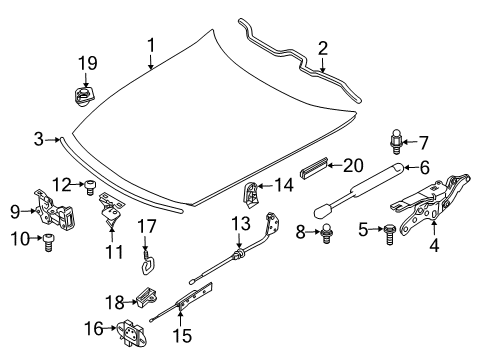 2004 BMW Z4 Hood & Components Hood Safety Catch Diagram for 51237047170