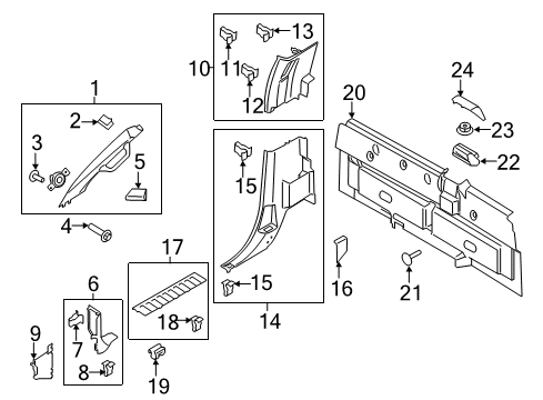 2017 Ford F-250 Super Duty Interior Trim - Cab Upper Pillar Trim Diagram for HC3Z-25278D13-BB