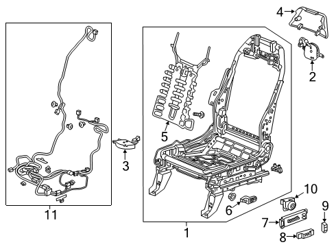 2020 Honda Odyssey Power Seats Switch Assembly, Driver Side Lumbar Support (Wisteria Light Gray) Diagram for 81652-THR-A21ZB