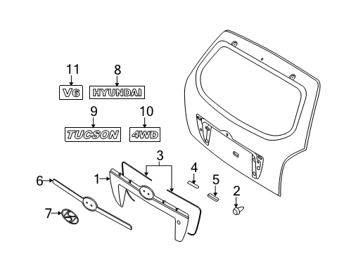 2006 Hyundai Tucson Exterior Trim - Lift Gate GARNISH-TAILGATE Diagram for 87371-2E000