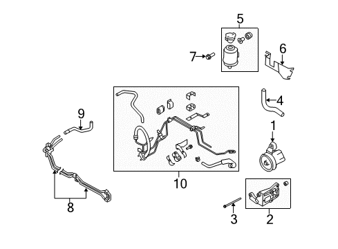 2006 Infiniti M45 P/S Pump & Hoses, Steering Gear & Linkage Power Steering Hose & Tube Set Diagram for 49710-EH00A