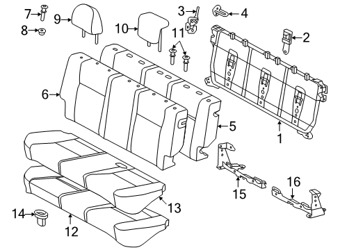 2012 Toyota Yaris Rear Seat Components Cushion Cover Diagram for 71075-52G70-B1