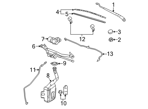 2010 Chevrolet Cobalt Wiper & Washer Components Nozzle Diagram for 20820073