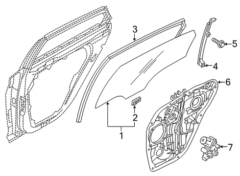 2020 Hyundai Sonata Rear Door Run-RR Dr Window Glass, LH Diagram for 83530-L1000