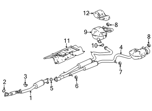 2022 Acura TLX Exhaust Components Silencer Complete, Exhaust Diagram for 18305-TGV-A03