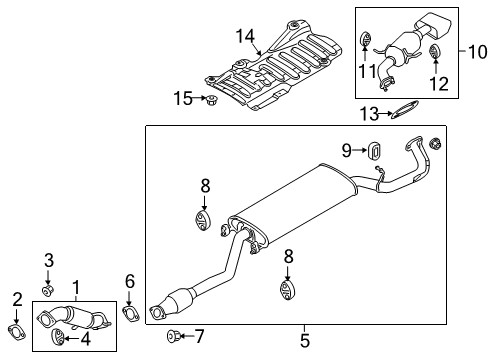 2018 Hyundai Santa Fe Sport Exhaust Components Exhaust Manifold Catalytic Assembly Diagram for 28510-2G485