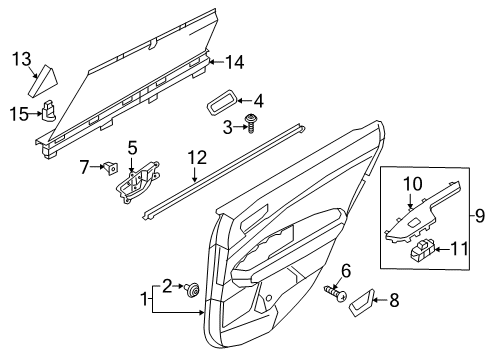 2019 Kia Optima Rear Door Power Window Unit Assembly Diagram for 93581D4160