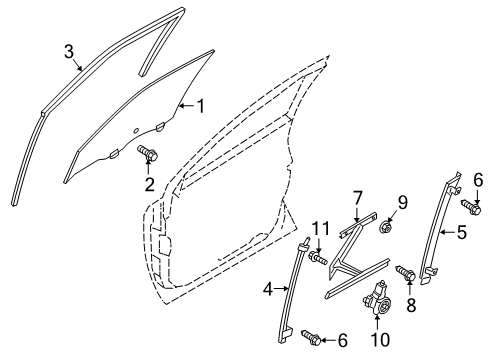 2020 Nissan Kicks Front Door Glass Assy-Front Door Window, LH Diagram for 80301-5RL0A