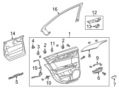 2016 Cadillac ATS Interior Trim - Rear Door Door Trim Panel Diagram for 23333376