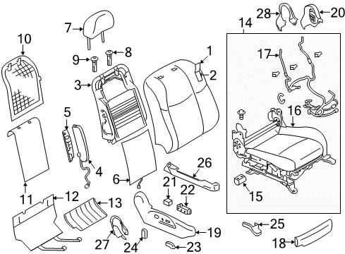 2013 Infiniti M37 Front Seat Components Cushion Complete-Front Seat RH Diagram for 873A2-1MA2A