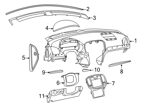 2017 Chrysler 300 Instrument Panel Bezel-Instrument Panel Diagram for 68274708AC