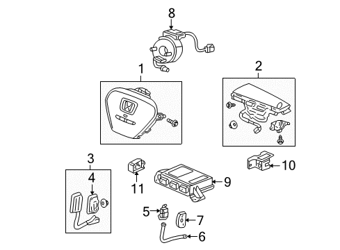 2003 Honda Element Air Bag Components OPDS Unit Diagram for 81334-SCV-A72