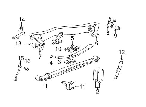2004 Ford F-350 Super Duty Rear Suspension Components, Stabilizer Bar & Components Stabilizer Bar Bracket Diagram for 5C3Z-5486-AA
