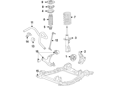 2012 Honda Pilot Front Suspension Components, Lower Control Arm, Stabilizer Bar Sub-Frame, Front Suspension Diagram for 50200-SZA-A02