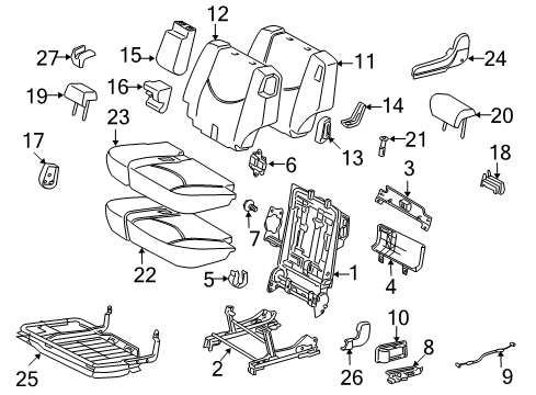 2010 Toyota RAV4 Second Row Seats Seat Back Cover Diagram for 71078-42345-E4