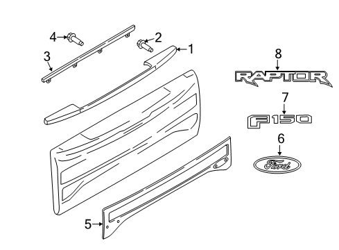 2020 Ford F-150 Exterior Trim - Tail Gate Nameplate Diagram for HL3Z-9942528-AB