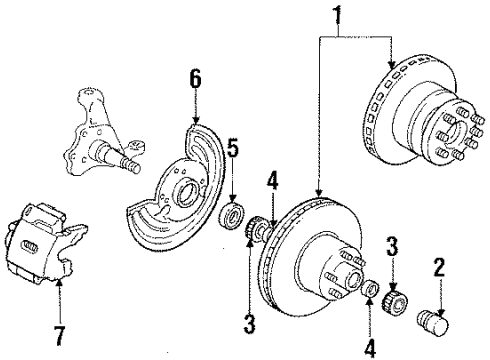 1987 Dodge W100 Front Brakes Bearing Pkg-Differential Diagram for 4567022