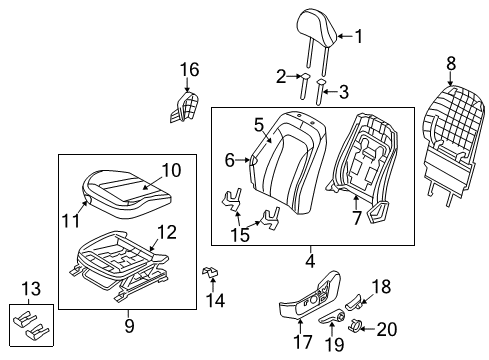 2014 Kia Optima Driver Seat Components Shield Cover-Seat Driver Diagram for 881704C010VA