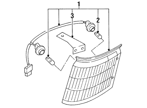 1989 Nissan Sentra Bulbs Lamp Assembly Side Combination RH Diagram for B6110-69A00