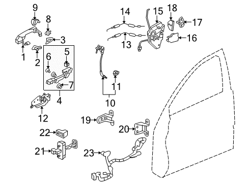 2009 Acura RL Front Door Handle (Redondo Red Pearl) 1* Diagram for 72181-SJA-A04YB