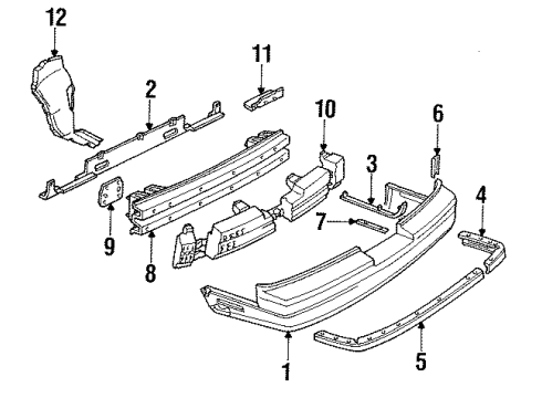 1995 Oldsmobile Cutlass Supreme Rear Bumper Shield-Rear Bumper Fascia Splash *Black Diagram for 10157708