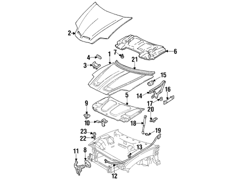 1999 Pontiac Firebird Hood & Components Rod Asm-Hood Open Asst Diagram for 10293456