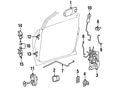 1998 Chrysler Town & Country Front Door - Lock & Hardware Latch-Front Door Manual Diagram for 4675630