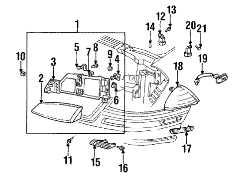 1992 Pontiac Grand Am Headlamp Components, Park & Signal Lamps, Side Marker Lamps Lamp Asm-Parking & Turn Signal Diagram for 5976473