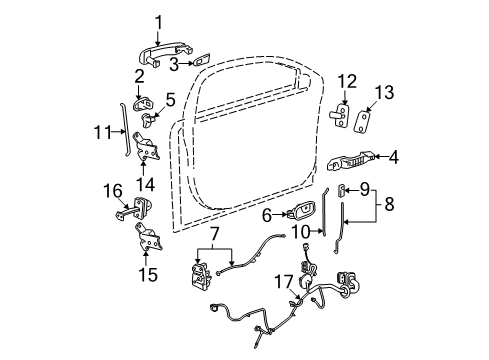 2009 Chevrolet Malibu Front Door - Lock & Hardware Knob Asm-Front Side Door Locking Rod *Cocoa Diagram for 15934423