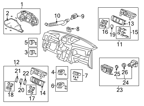 2011 Honda Pilot Instruments & Gauges Meter Assembly, Combination Diagram for 78100-SZB-L11