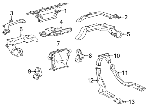 2013 Toyota Prius C Ducts Defroster Duct Diagram for 55971-52080