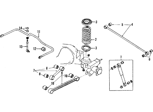 1991 Nissan Pathfinder Rear Axle, Lower Control Arm, Upper Control Arm, Stabilizer Bar, Suspension Components Rear Spring Seat Assembly Lower Left Diagram for 55036-41G00