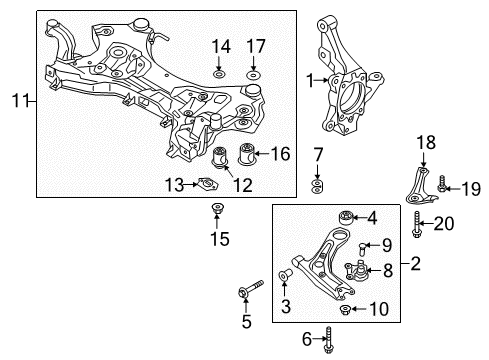 2016 Hyundai Tucson Front Suspension Components, Lower Control Arm, Stabilizer Bar Bushing-Crossmember Mounting Diagram for 62486-D3000